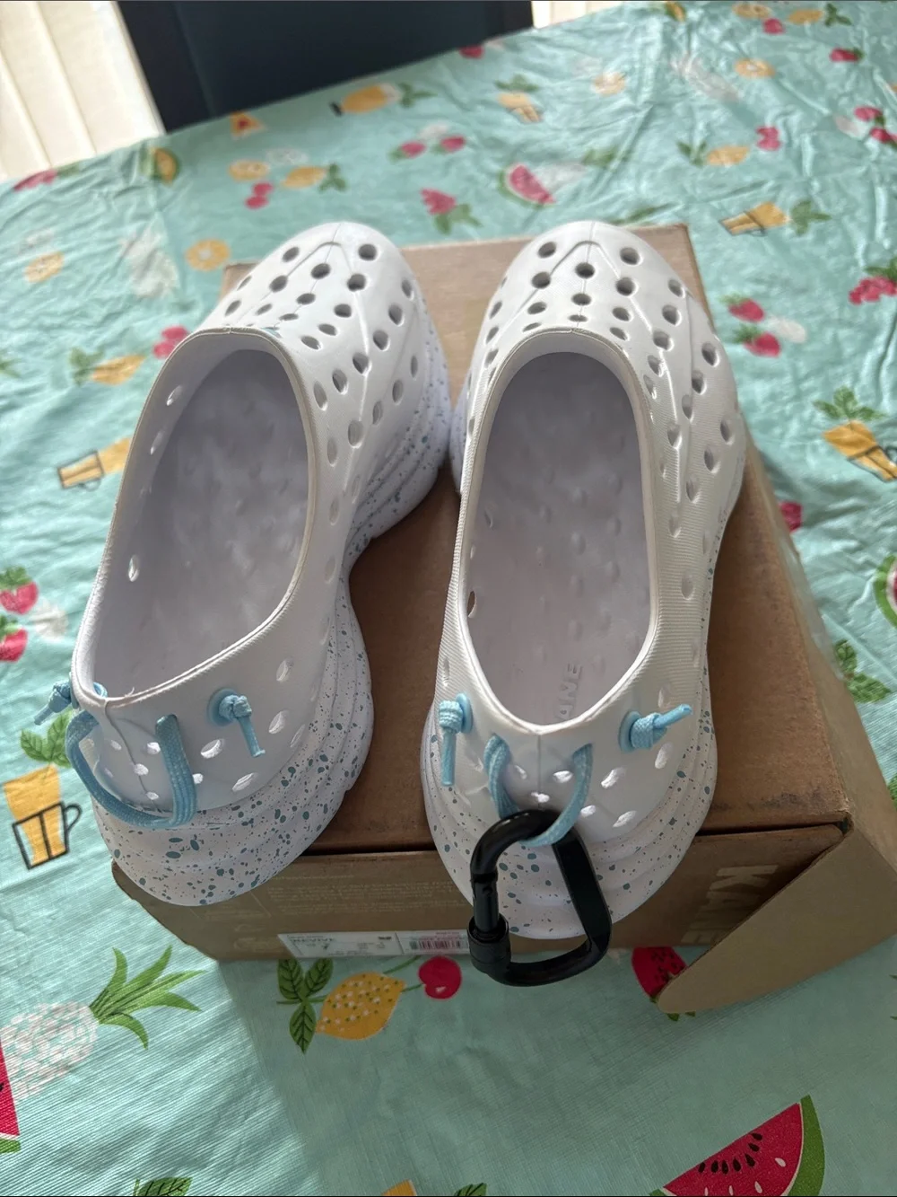 KANE White Slip-On Athletic Clogs with Light Blue Accents